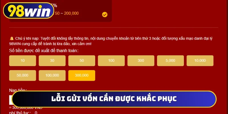 Lỗi gửi vốn cần được khắc phục